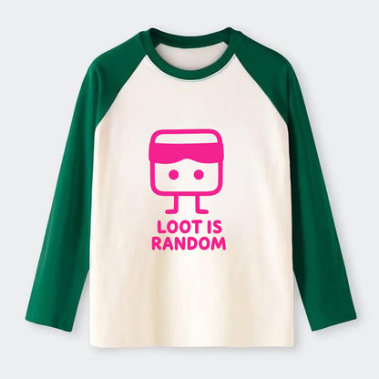 LOOT IS RANDOM | Dice wearing blindfold - Raglan Long Sleeve T-Shirt - Green