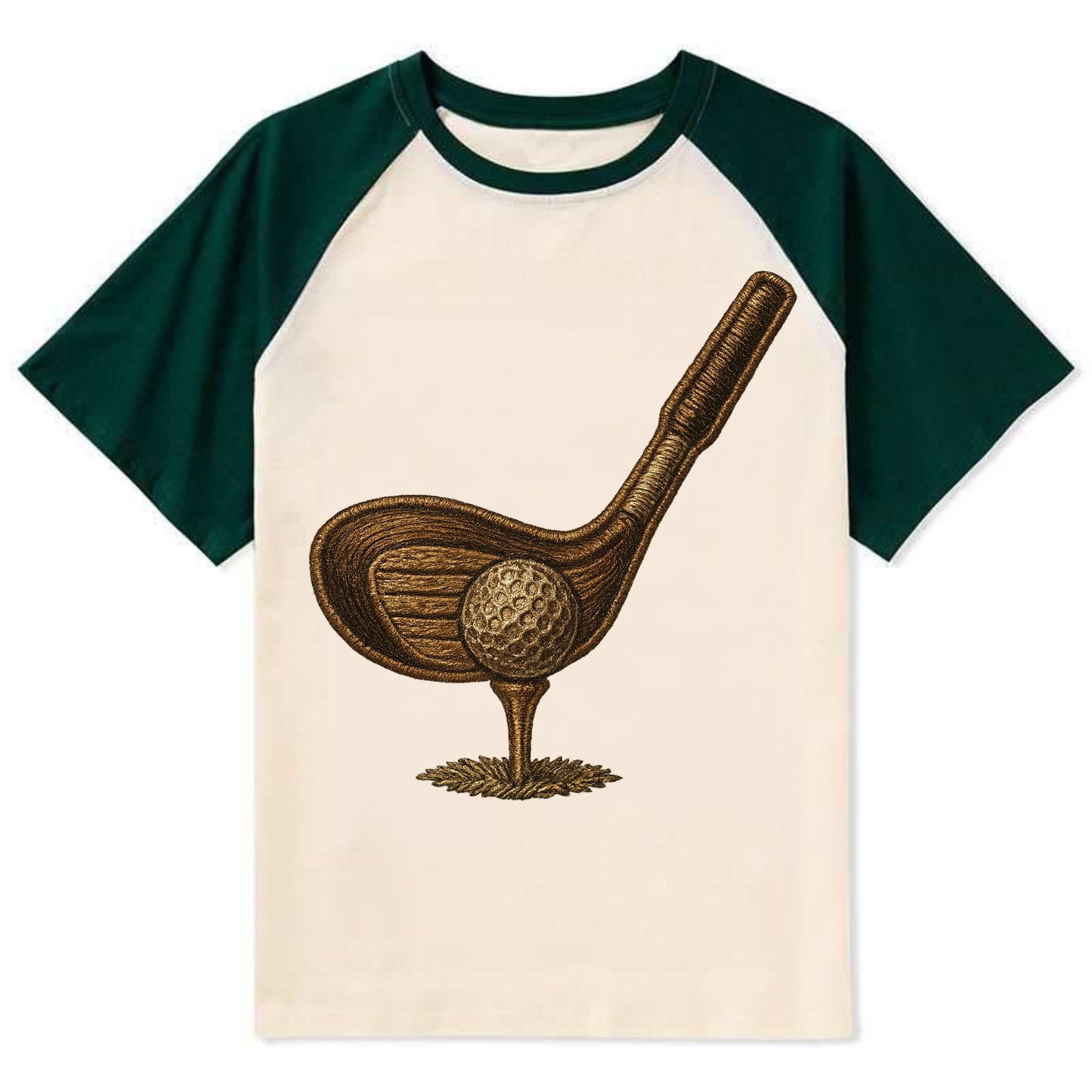 Golf Club and Ball  - Contrast Raglan T-shirt - Green