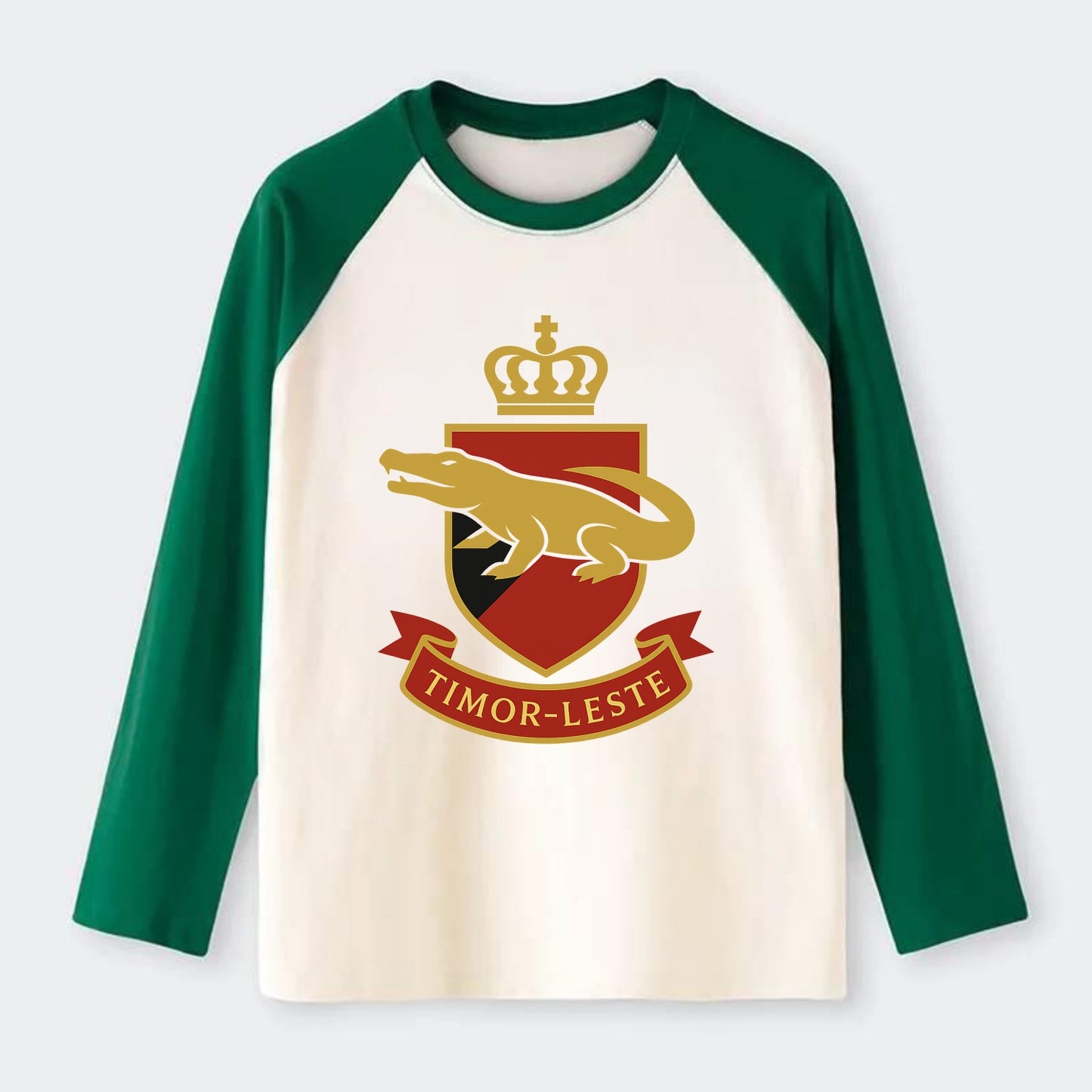 Timor-Leste Royal Logo  - Raglan Long Sleeve T-Shirt - Green