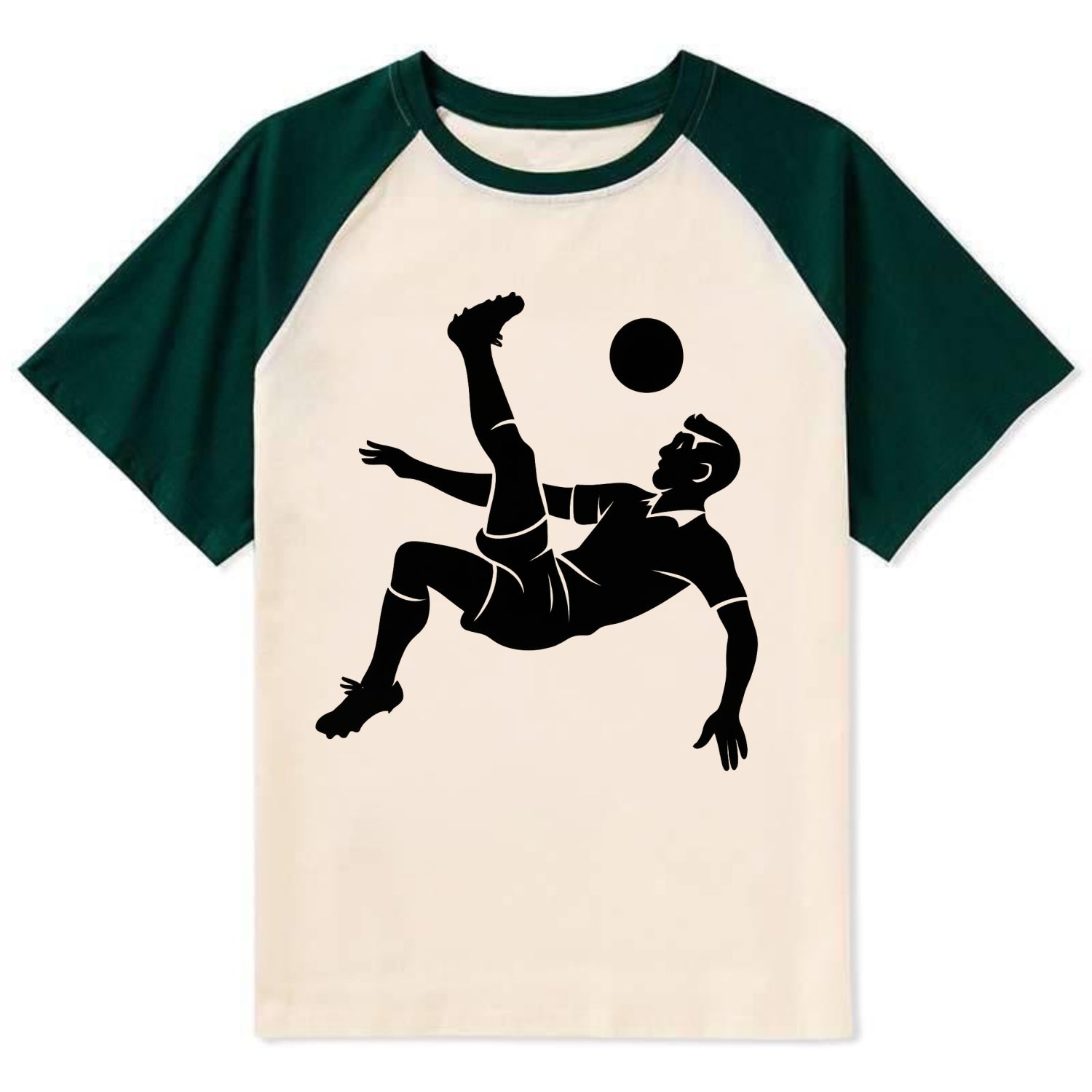 Soccer player doing a bicycle kick - Contrast Raglan T-shirt - Green