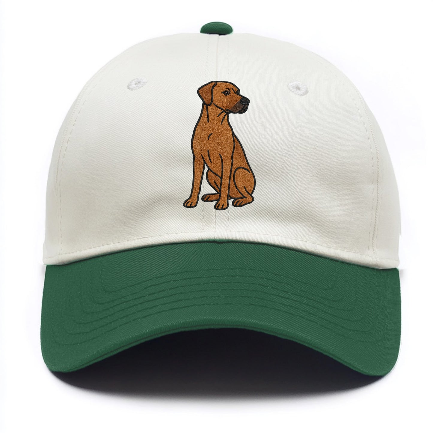 Rhodesian Ridgeback - Red wheaten embroidered pose - Two Tone Cap - Green