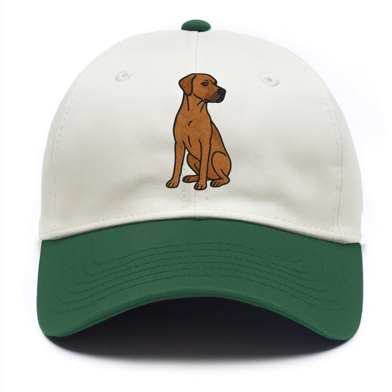 Rhodesian Ridgeback - Red wheaten embroidered pose - Two Tone Cap - Green
