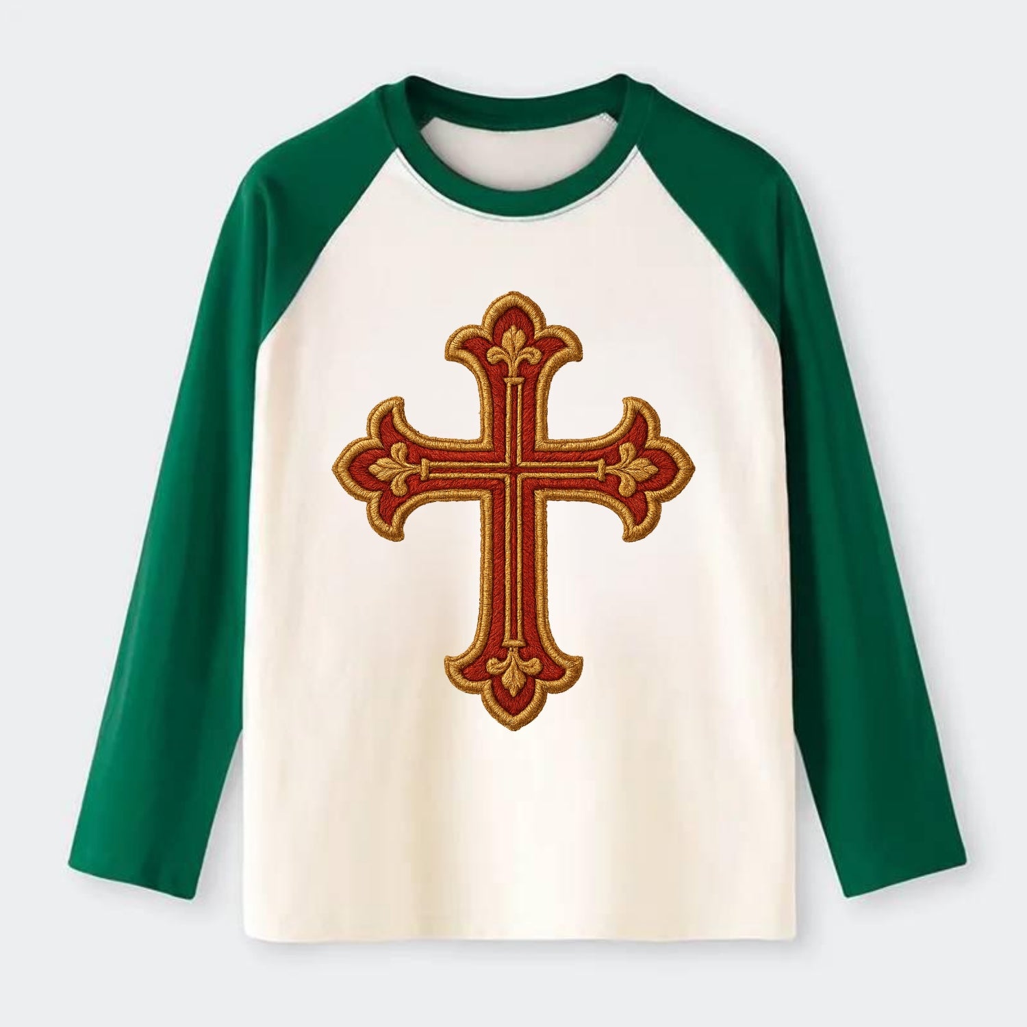 Armenian Cross - Raglan Long Sleeve T-Shirt - Green