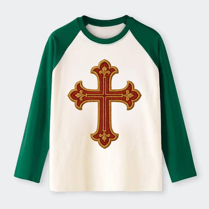 Armenian Cross - Raglan Long Sleeve T-Shirt - Green