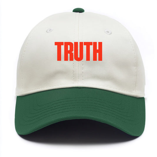 Bold typography design - "TRUTH" - honesty, reality - Two Tone Cap - Green