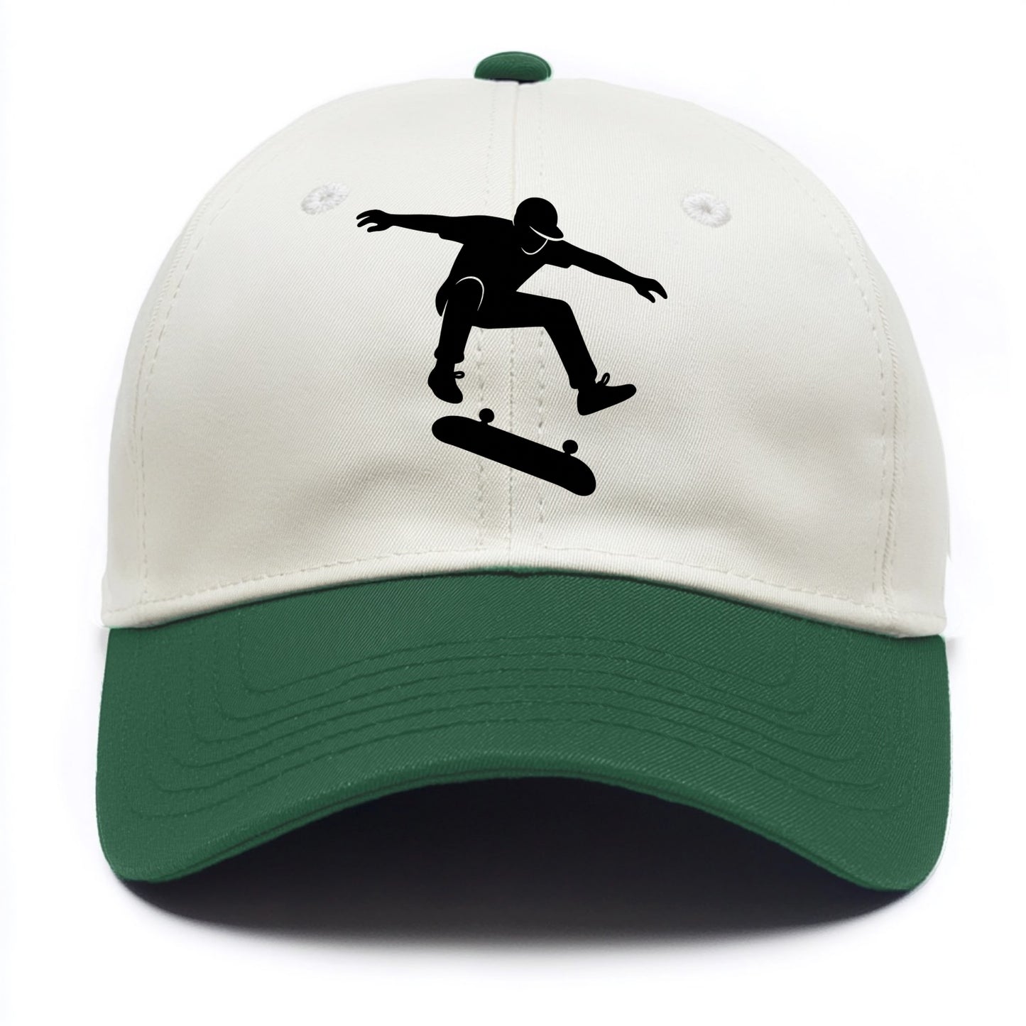 Skateboarder doing kickflip trick - Two Tone Cap - Green