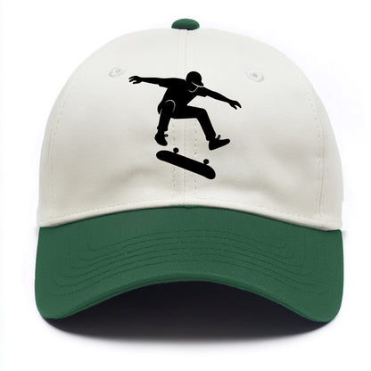 Skateboarder doing kickflip trick - Two Tone Cap - Green