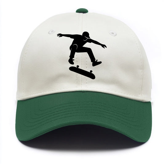 Skateboarder doing kickflip trick - Two Tone Cap - Green
