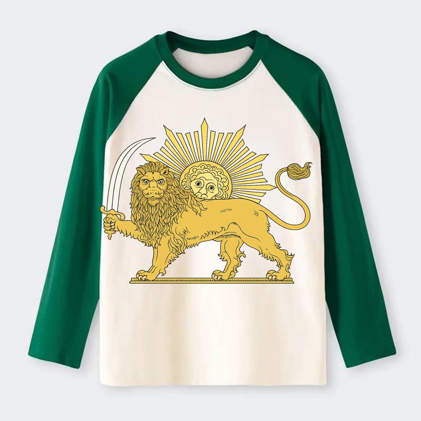 Shir O Khorshid - Raglan Long Sleeve T-Shirt - Green