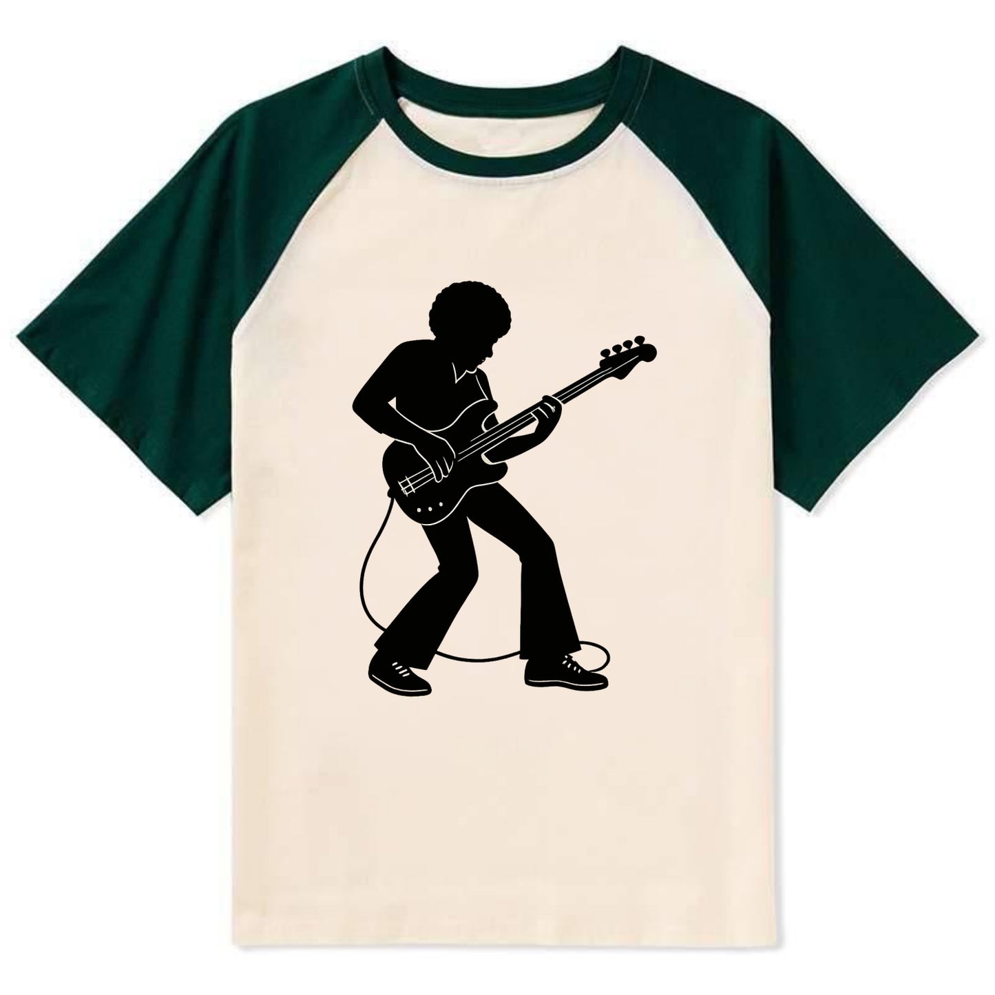 Bass guitarist slap technique - Contrast Raglan T-shirt - Green