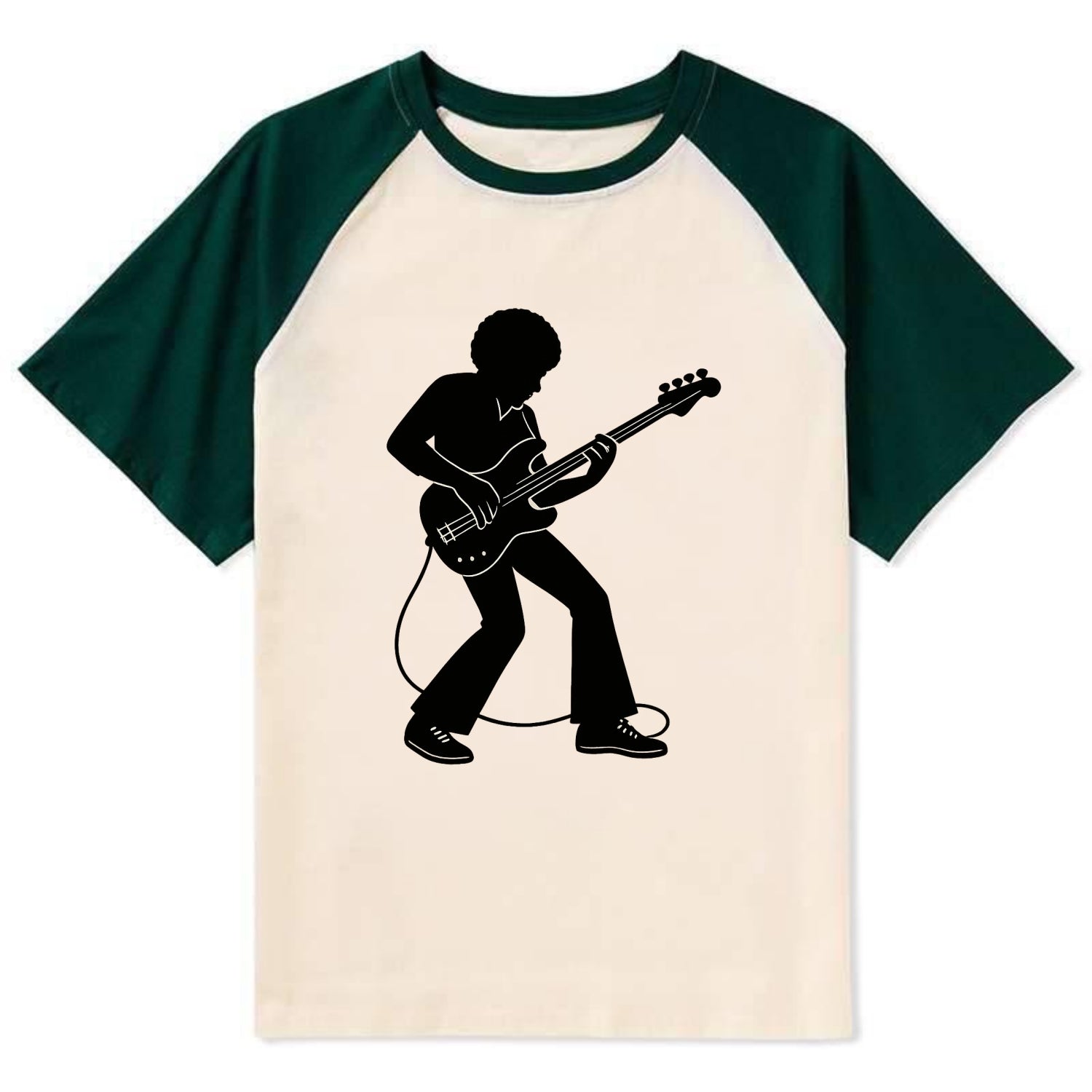Bass guitarist slap technique - Contrast Raglan T-shirt - Green