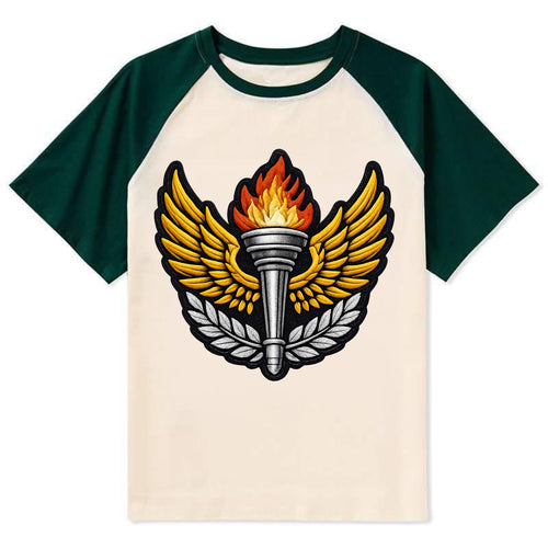 TRACK AND FIELD TORCH - Olympic style torch - Contrast Raglan T-shirt