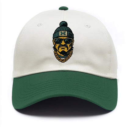 Honolulu Warrior wearing Hawaii beanie with H patch - Two Tone Cap - Green