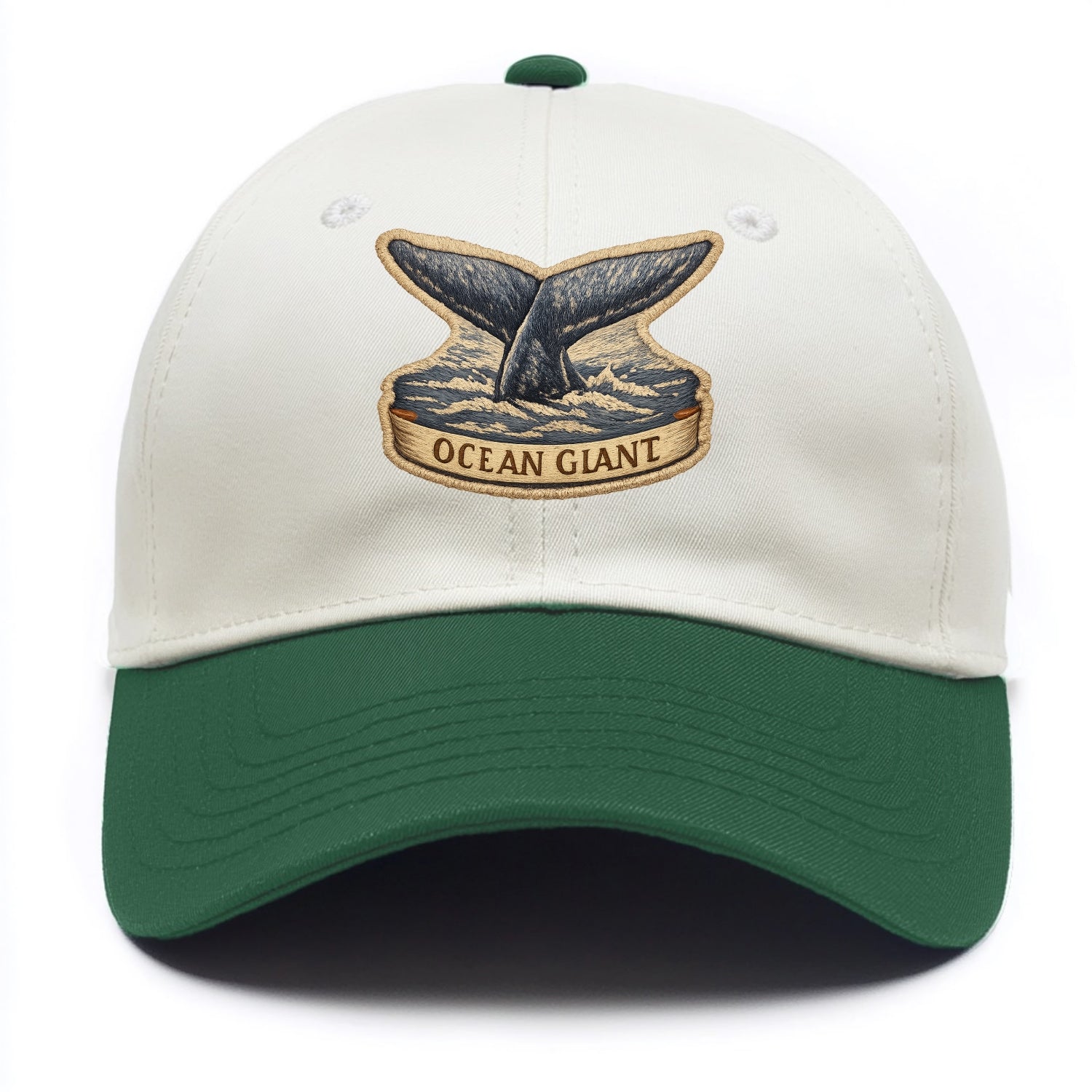 WHALE TAIL - diving whale in blue and gray , ocean giant - Two Tone Cap - Green