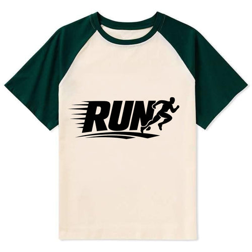 Bold typography design - RUN - cardio life, runner identity - Contrast Raglan T-shirt
