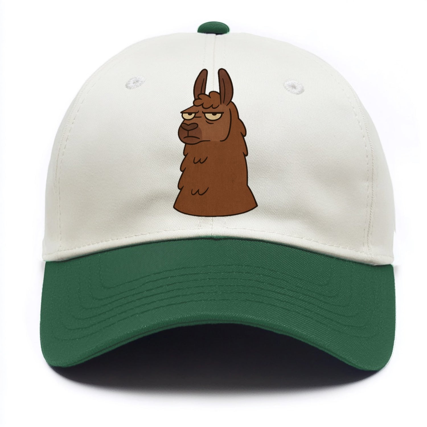 The Llama Judging Silently - Two Tone Cap - Green