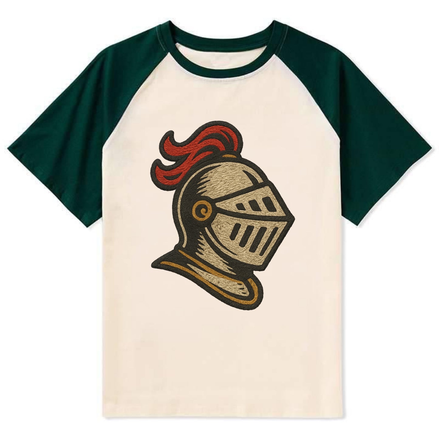 Knight Helmet  - Contrast Raglan T-shirt - Green