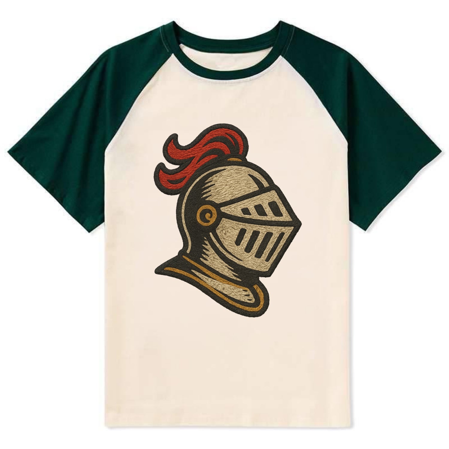 Knight Helmet  - Contrast Raglan T-shirt - Green