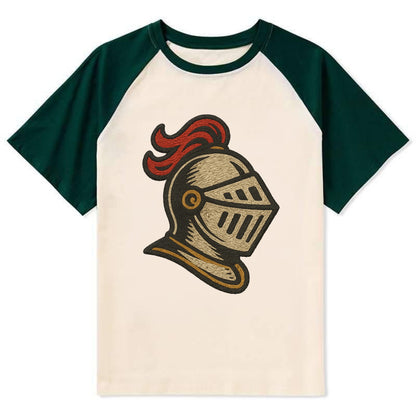 Knight Helmet  - Contrast Raglan T-shirt - Green
