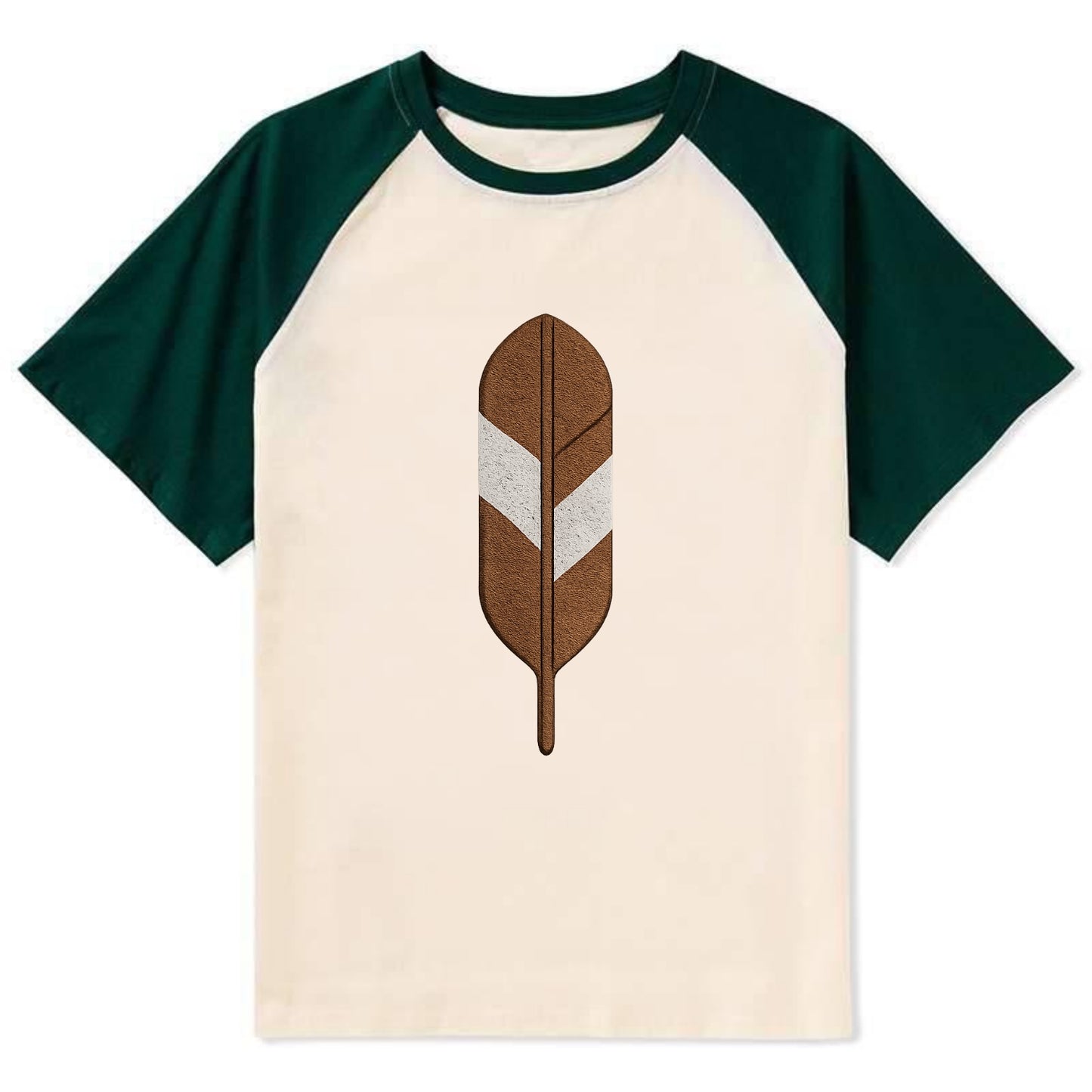 Eagle Feather  - Contrast Raglan T-shirt - Green