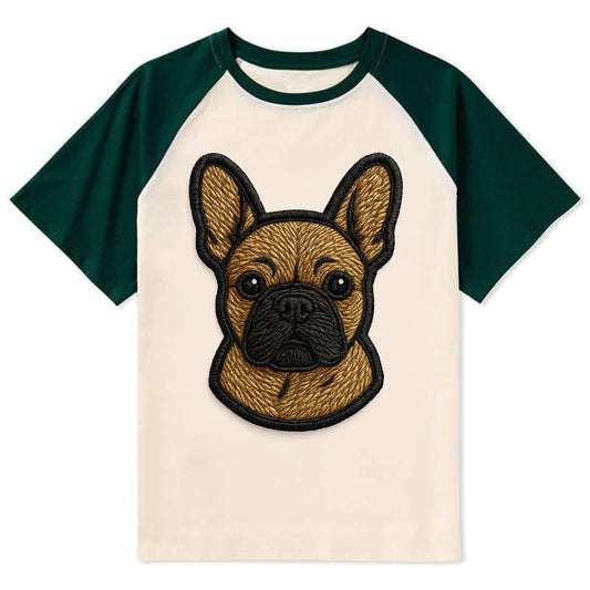 French Bulldog - Modern streetwear style - Contrast Raglan T-shirt - Green