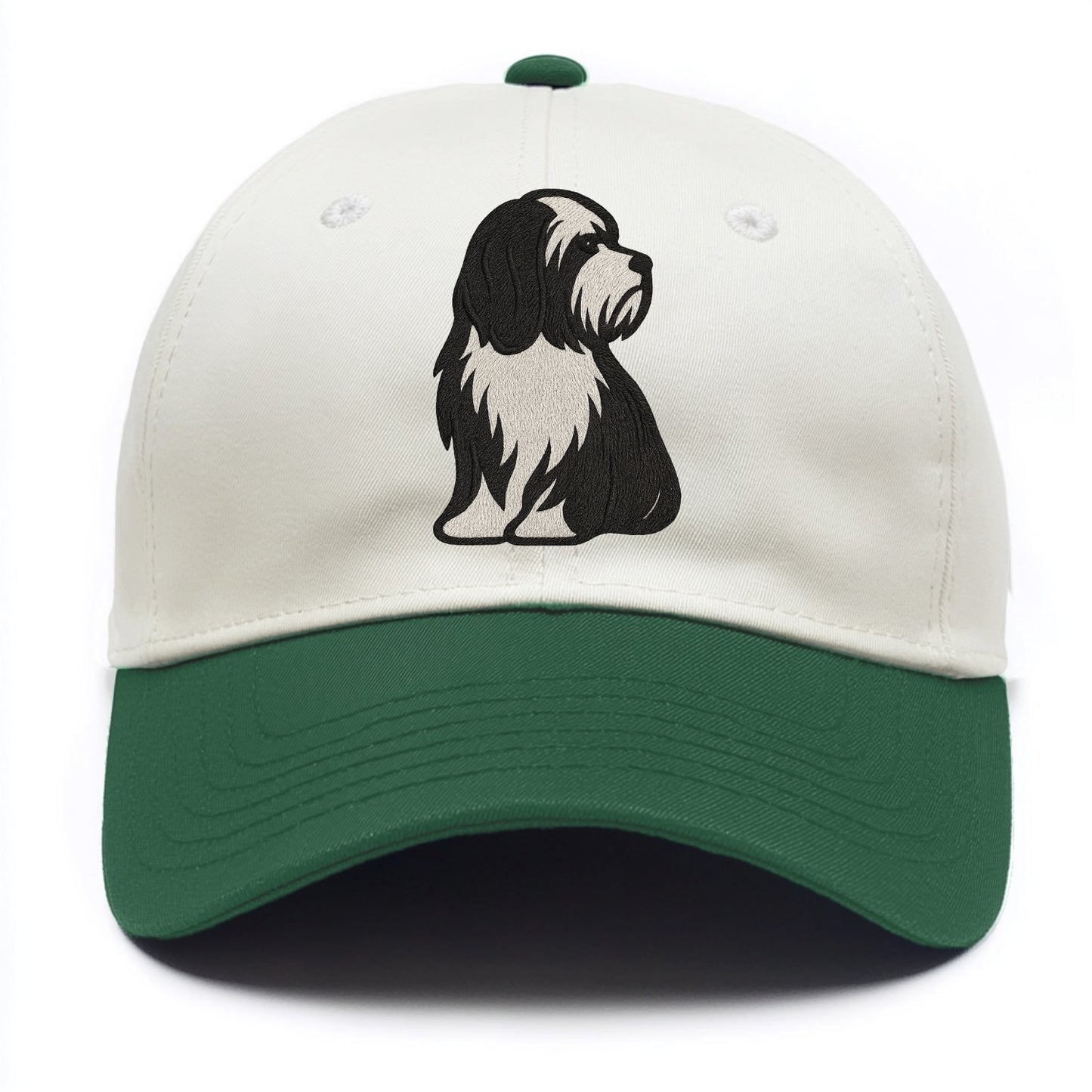 Tibetan Terrier - Black and white long c - Two Tone Cap - Green