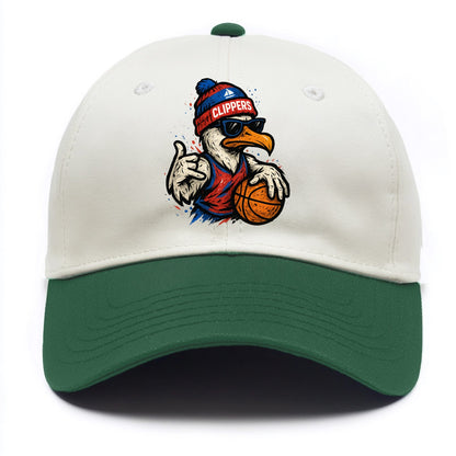 LA Seagull wearing Clippers red white and blue beanie with ship patch and wayfarer - Two Tone Cap - Green