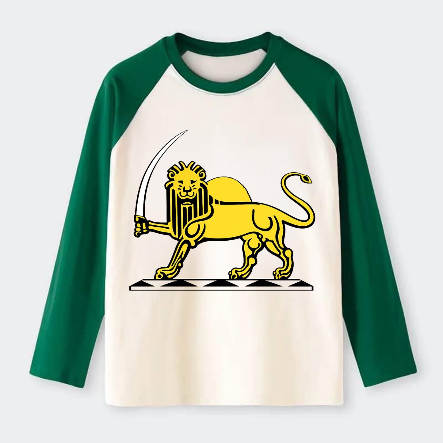 Lion Of The Rising Blade - Raglan Long Sleeve T-Shirt - Green