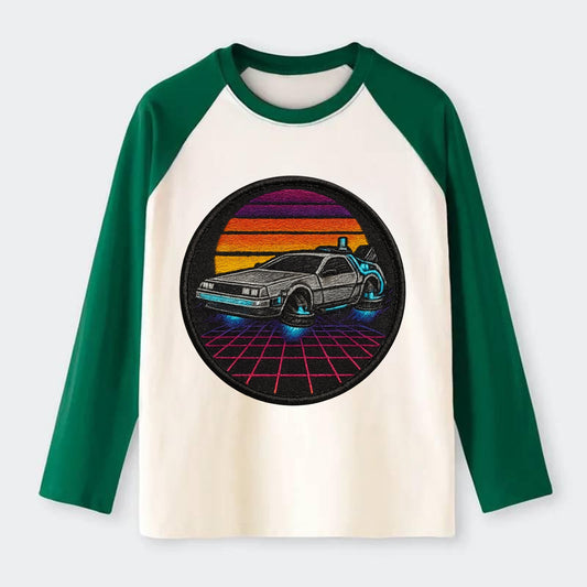 Retro Future - Raglan Long Sleeve T-Shirt - Green