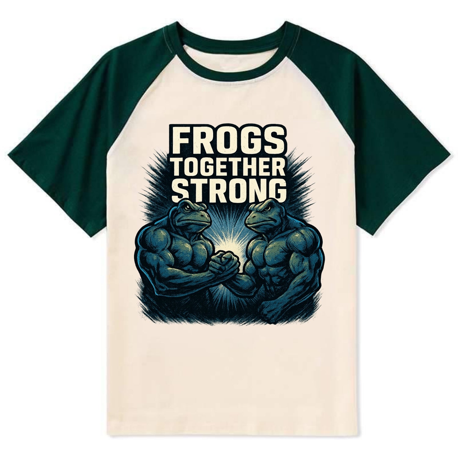 Frogs Together Strong 4 - Contrast Raglan T-shirt - Green