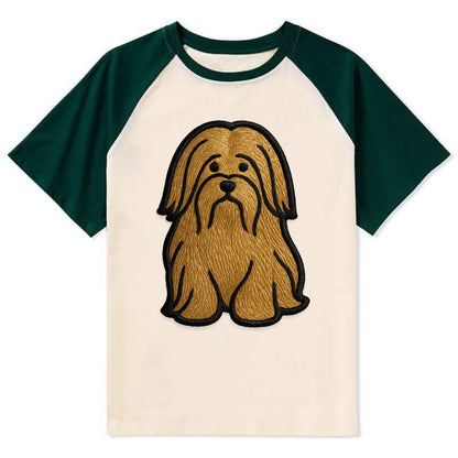 Lhasa Apso - Trendy long-haired design w - Contrast Raglan T-shirt - Green