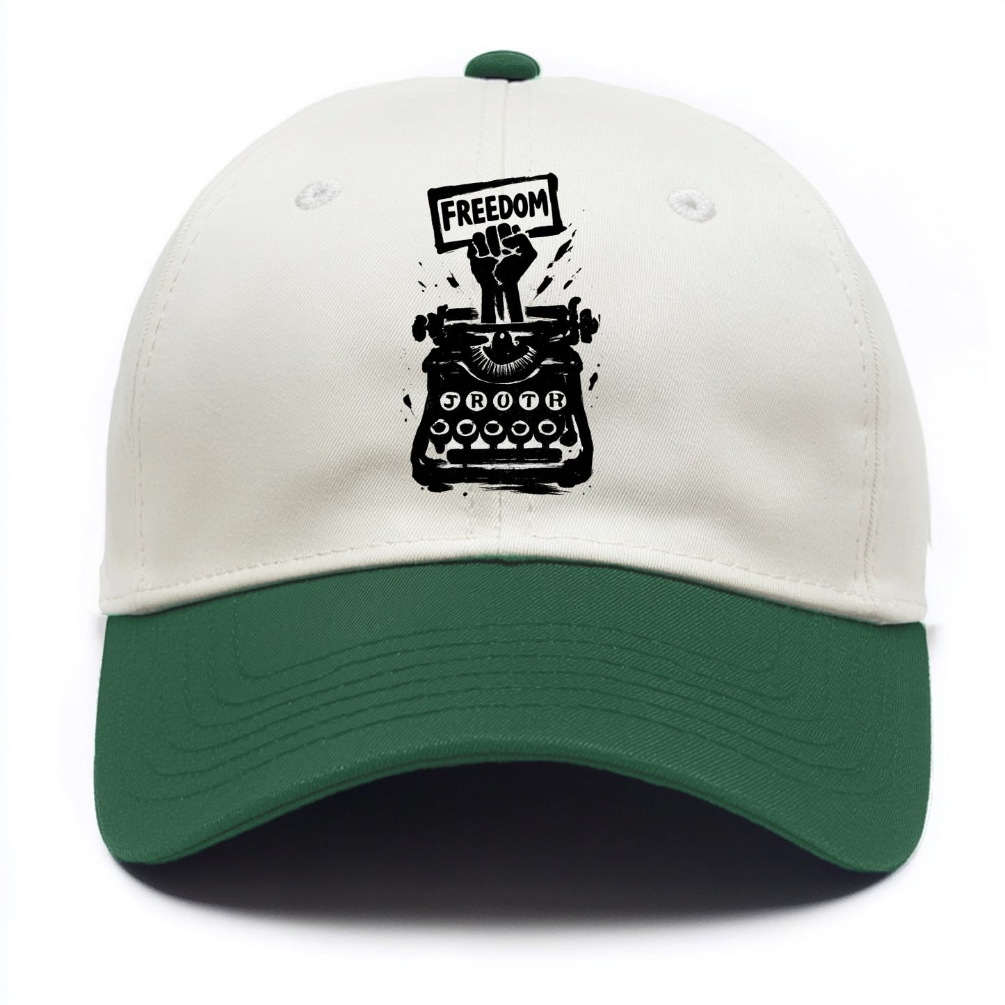 Typewriter keys - journalism and truth ink art - Two Tone Cap - Green