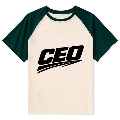 Bold typography design - CEO - chief executive, running things - Contrast Raglan T-shirt