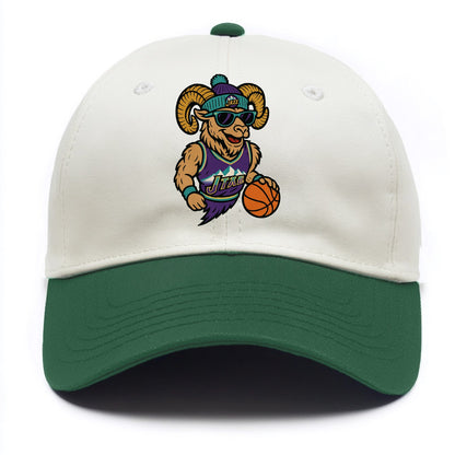 Utah Bighorn wearing Jazz beanie with mountain melody patch and wayfarer sunglasses - Two Tone Cap - Green