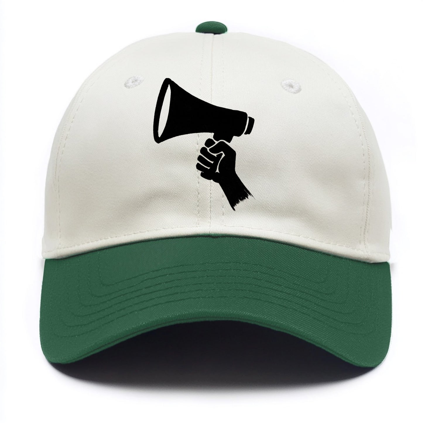 Megaphone silhouette - voice and protest ink brushwork - Two Tone Cap - Green