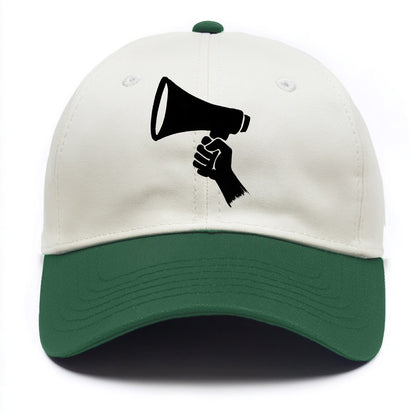 Megaphone silhouette - voice and protest ink brushwork - Two Tone Cap - Green