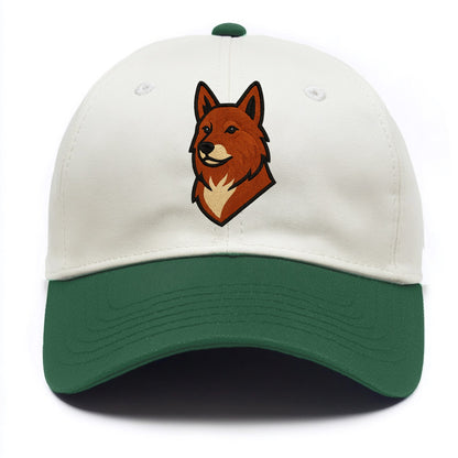 Finnish Spitz - Fox-red pointed ears embroidered pose - Two Tone Cap - Green