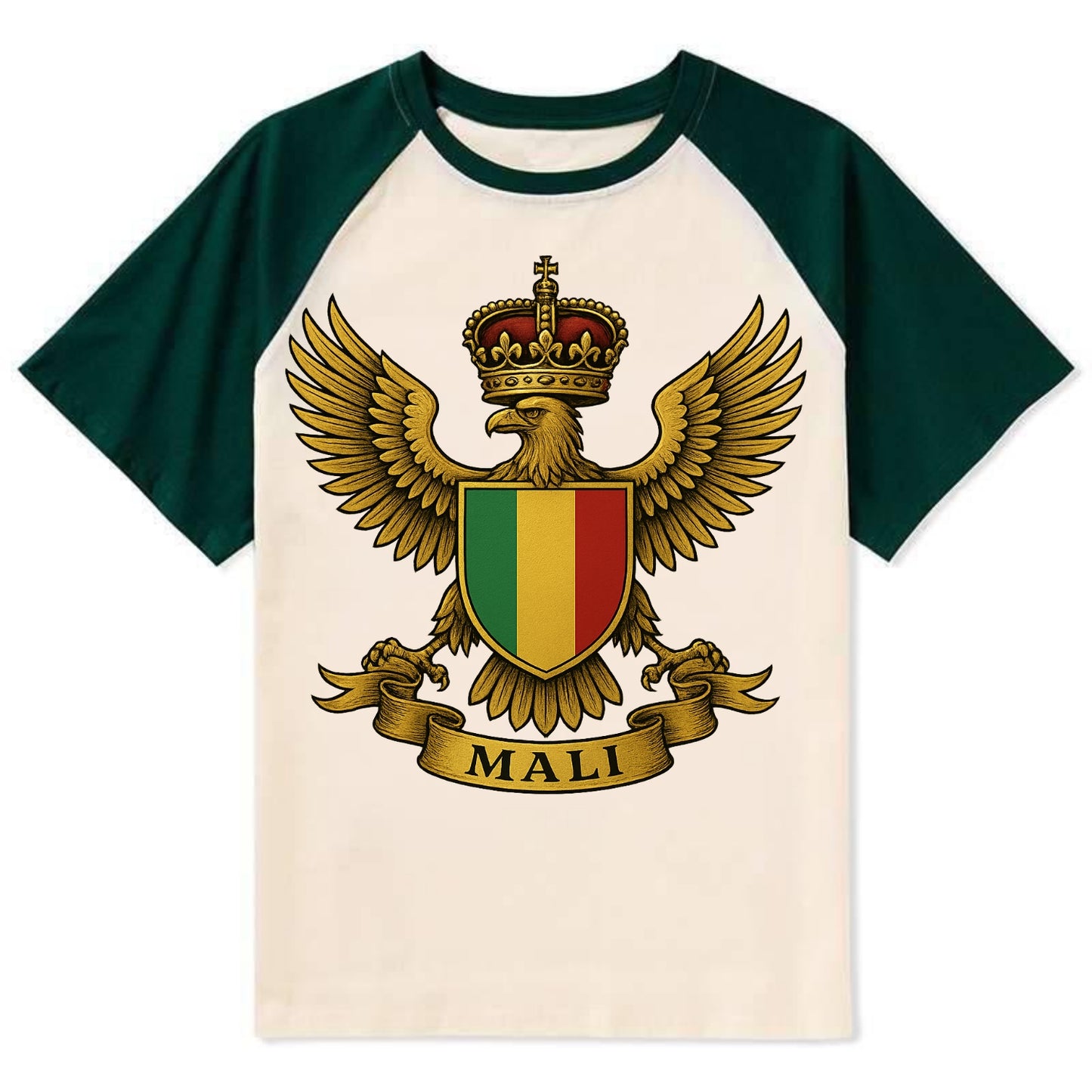 Mali Royal Logo  - Contrast Raglan T-shirt - Green