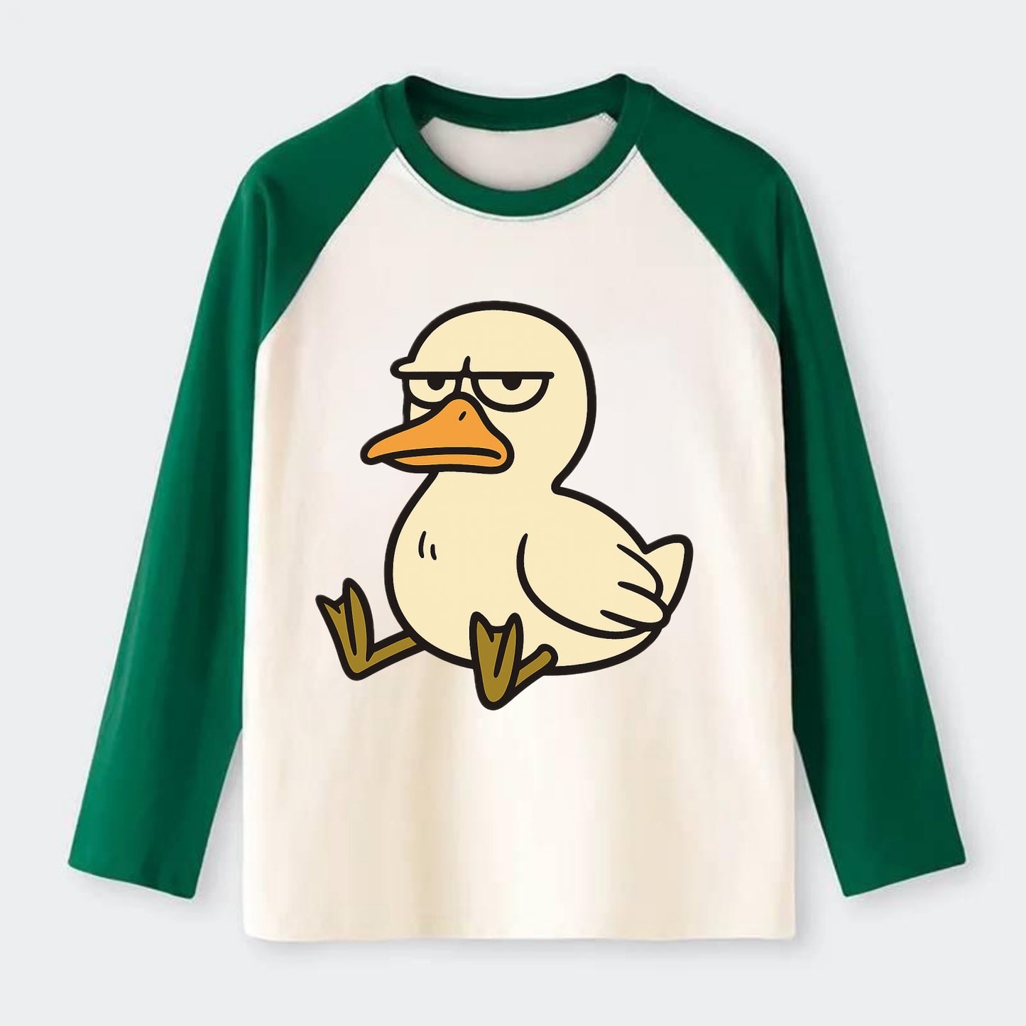 The Duck Judging Silently - Raglan Long Sleeve T-Shirt - Green