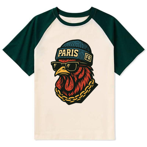 Paris Rooster - Contrast Raglan T-shirt