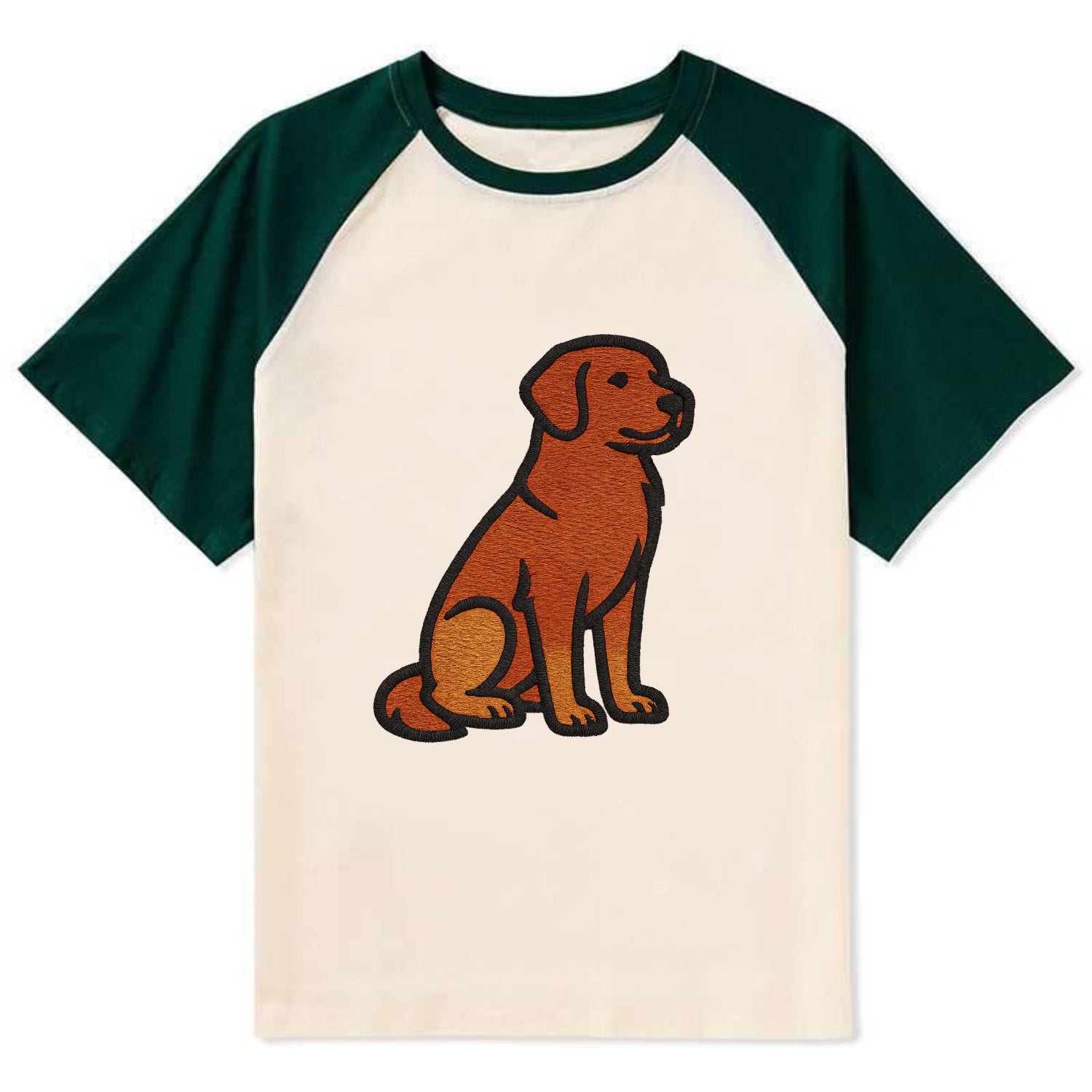 Nova Scotia Duck Tolling Retriever - Red embroidered pose - Contrast Raglan T-shirt - Green