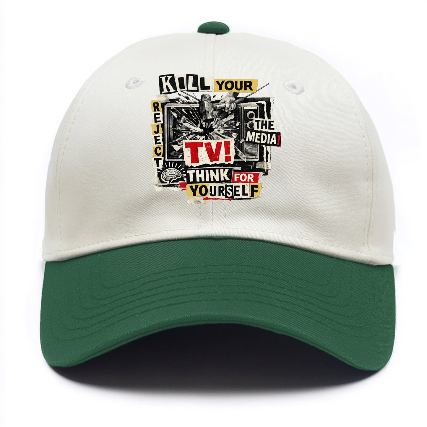 KILL YOUR TV | Smashed television | Reject media | Think for yourself | Analog - Two Tone Cap - Green