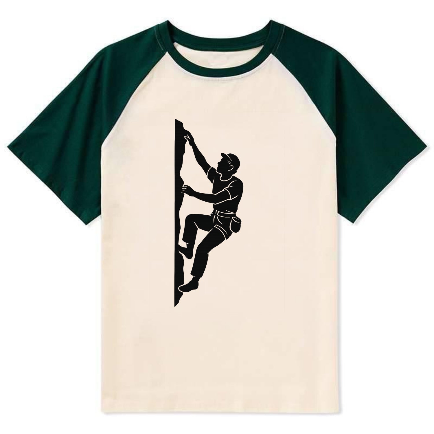 Rock climber reaching for the next hold - Contrast Raglan T-shirt - Green