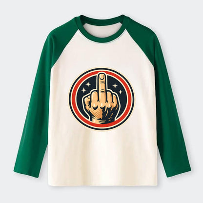 Defiant Spirit Emblem - Raglan Long Sleeve T-Shirt - Green
