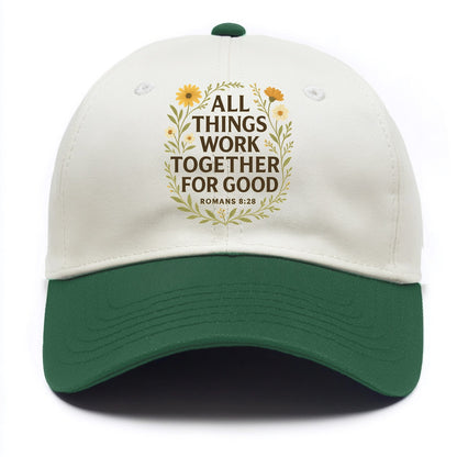 Romans 8:28 Flowers - Two Tone Cap - Green