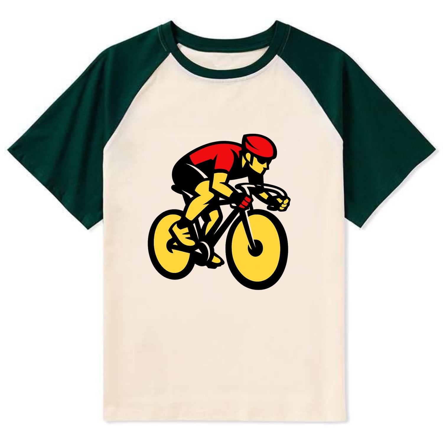 Speed Demon Cyclist - Contrast Raglan T-shirt - Green