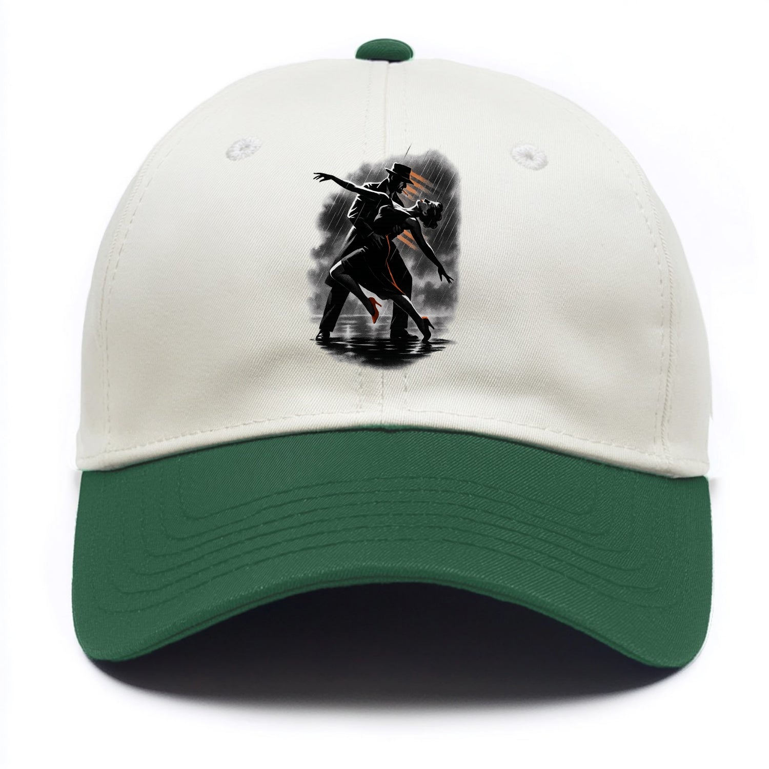 romantic dance pose with woman lifted in the air at lakeside - Two Tone Cap - Green