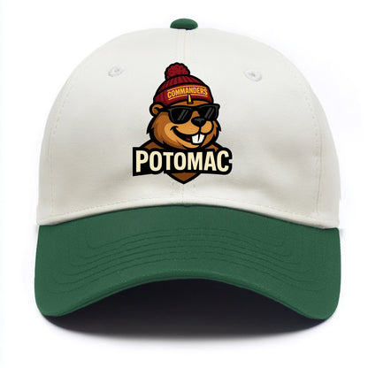 Potomac Beaver wearing Commanders beanie with monument patch and wayfarer sunglasses - Two Tone Cap - Green