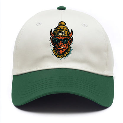 Winston-Salem Demon wearing Wake Forest beanie with WF patch - Two Tone Cap - Green