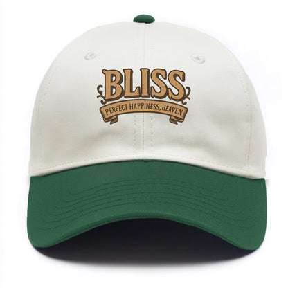 Bold typography design - "BLISS" - perfect happiness, heaven - Two Tone Cap - Green